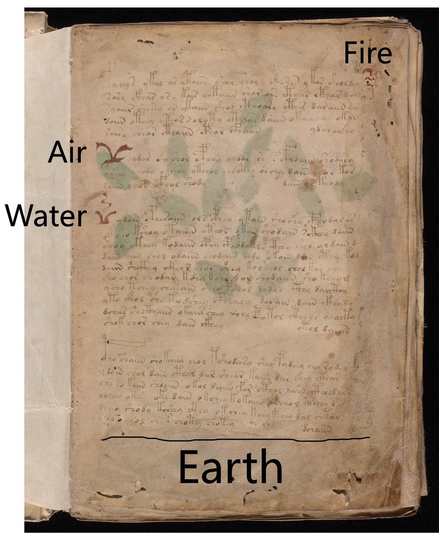 Labelled diagram of Folio 1r